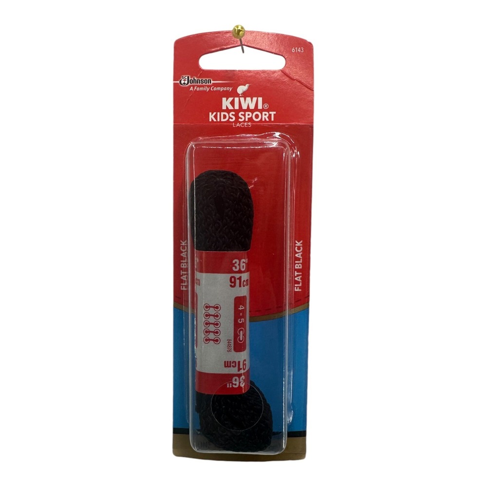 Kiwi‎ Kids Sport Shoe Laces Flat Black  36 In 4-5  Eyelets